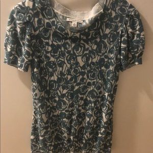 Dark turquoise rose pattered sweater